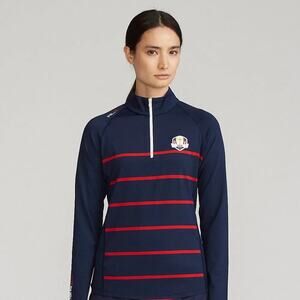 RLX Ralph Lauren U.S. Ryder Cup 2020 Striped Golf 1/4 Zip Shirt Pullover Size M